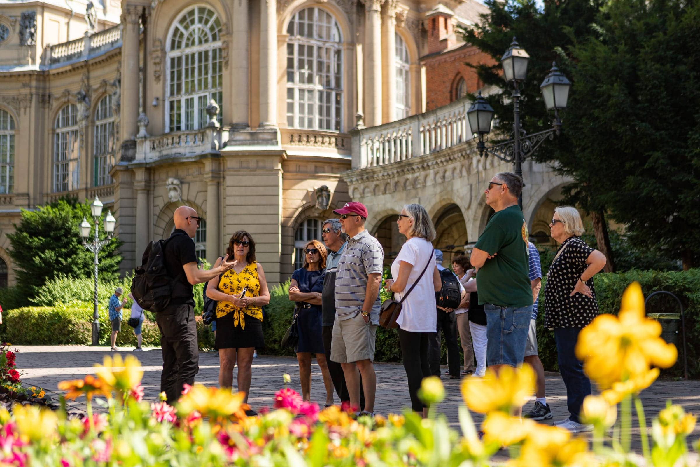 Tour group at Heroes' Square, Budapest